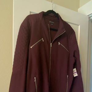 NWT Men’s INC Lightweight Jacket.  Burgundy. Quilted sleeves.  Zip up.